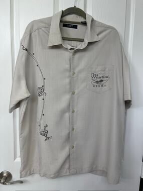 Axis Men's LA XXL Martini Night shirt beige light tan button down casual